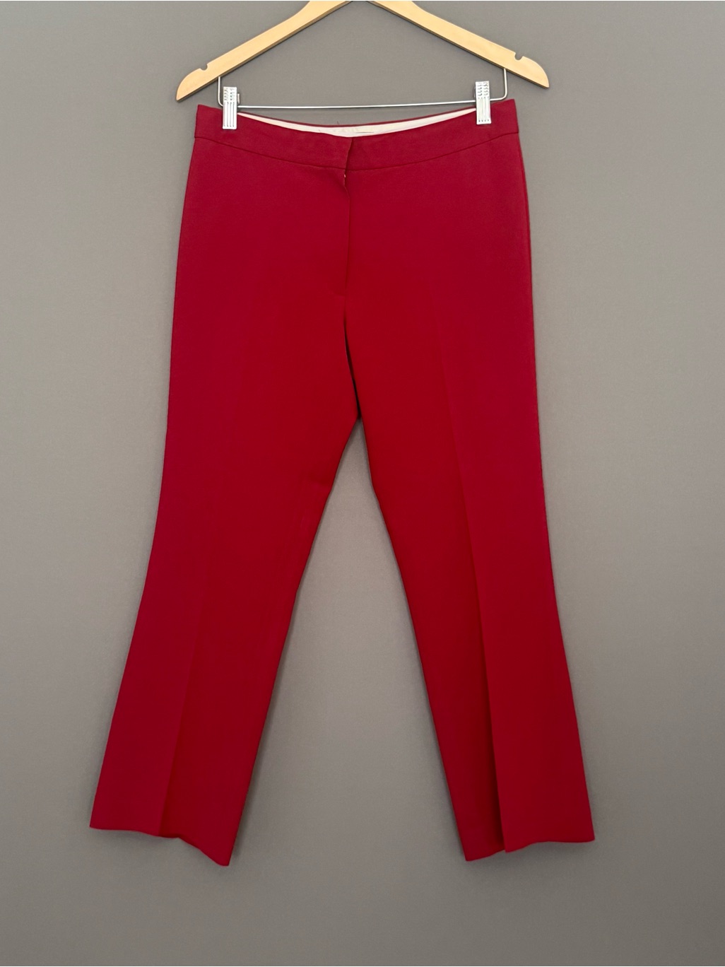 Theory Kick Pant Admiral Crepe Cropped Kick Flare Trouser Red Size 6